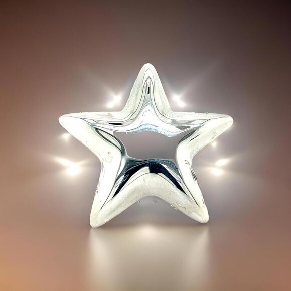 Tiffany & Co Estate Puffed Star Brooch Silver TIF549 - Picture 4 of 10
